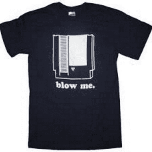 Blow Me Retro Video Game Cartridge Navy Blue 2XL Short Sleeve T-Shirt 